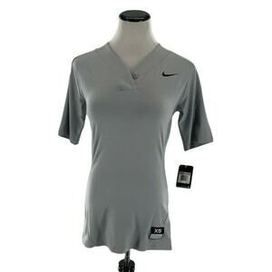 Nike Shirt Women's XS Softball Baseball Jersey Swoosh V-Neck Activewear Top NEW